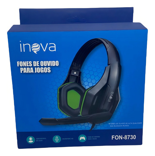 Fone De Ouvido Gamer Com Microfone Fon-8730 Atacado Cor Preto Cor da luz Preto