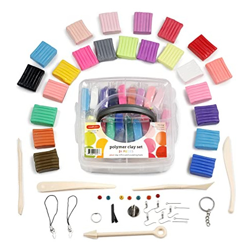 Polymer Clay Kit (24 Colors Soft Blocks). Modeling Oven...