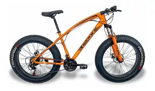 Bicicleta fat bike Fat Sports Fat Bike aro 24 21v freios de disco mecânico cor laranja com descanso lateral