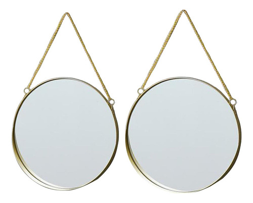 2 Espejos Colgantes Redondos De Pared Geométrica Decorativa