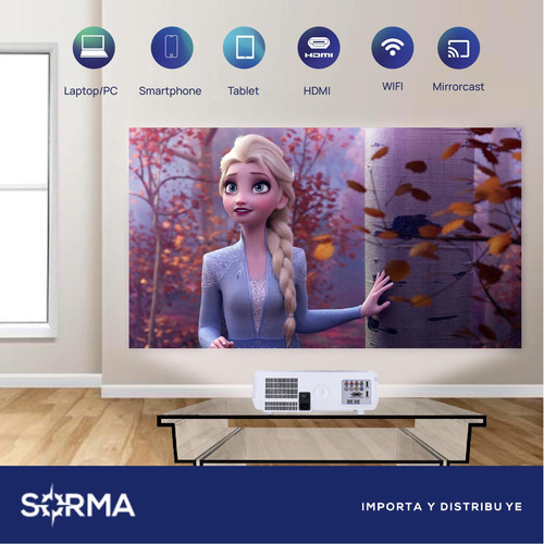 Imagen 3 de 10 de Proyector Wifi Mirrorcast Hd1080 Portatil 1500 Lumens