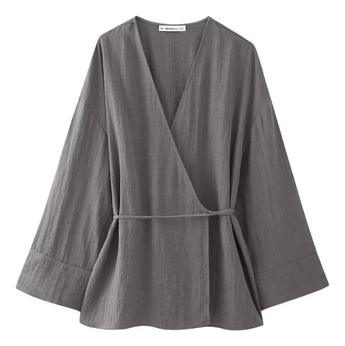 Blusa Elegante De Moda Cuello V Manga Larga Con Botones