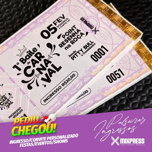 Imagem 1 de 6 de Ingresso Convite Personalizado P&b Festa Evento. 850 Unids