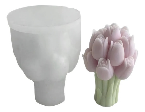 Molde Silicon Ramo Tulipanes Flor Rosas Vela Aromatica