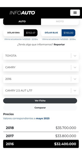 Toyota Camry 2.5 L4 At