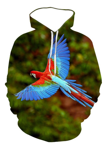 Sudadera 3d Parrot Animal Print Con Capucha Y Pájaro