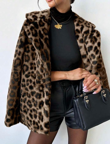 Shein Tapado Corto Liviano De Leopardo Leopardo M