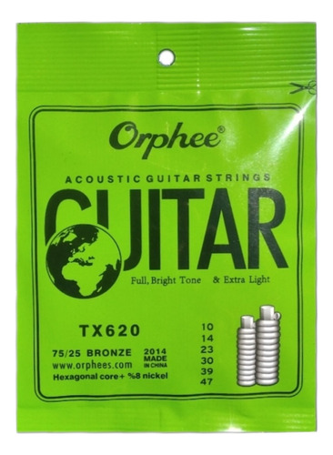 Empaque De 6 Cuerdas Orphee Para Guitarra Electroacústica