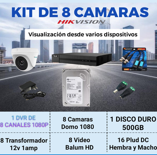 Kit De Camaras Hilook 8 Canales 1080p