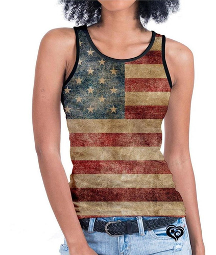 Camiseta Regata Do Estados Unidos Feminina Eua Usa