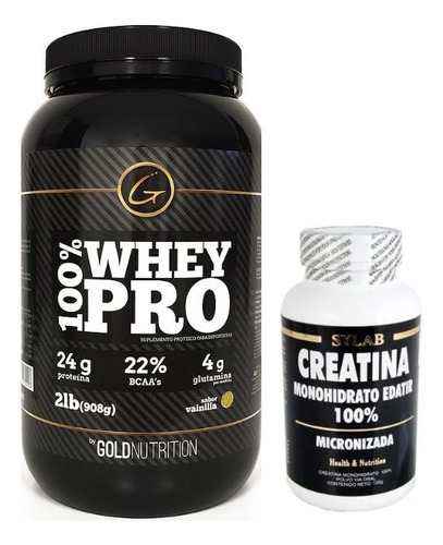 Proteina Whey Pro 2lb Gold Nutrition + Creatina Sylab 120g