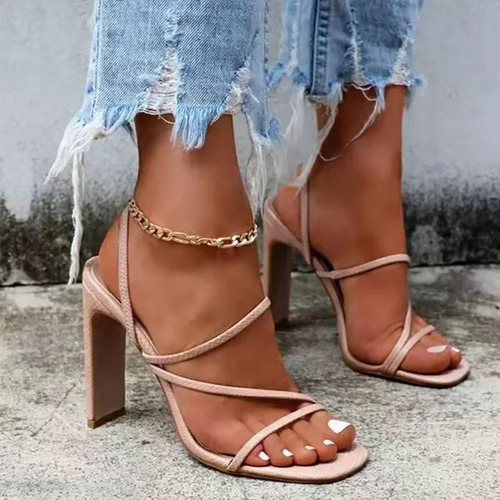 Sandalias De Tacón Alto Con Hebilla De Talla Grande Para Muj