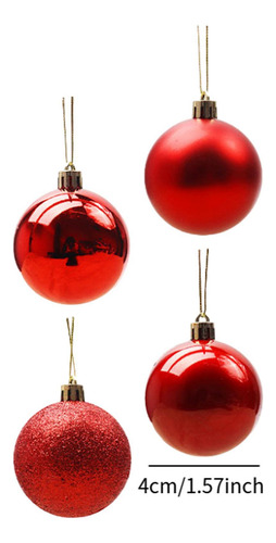 24 Piezas De Bolas De Navidad Para Decoración Rojo 4 Cm