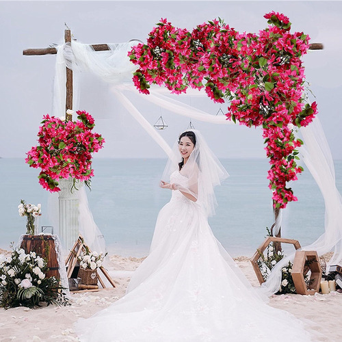 Flores Artificiales De Buganvilla Con Tallos, Ramas Florales