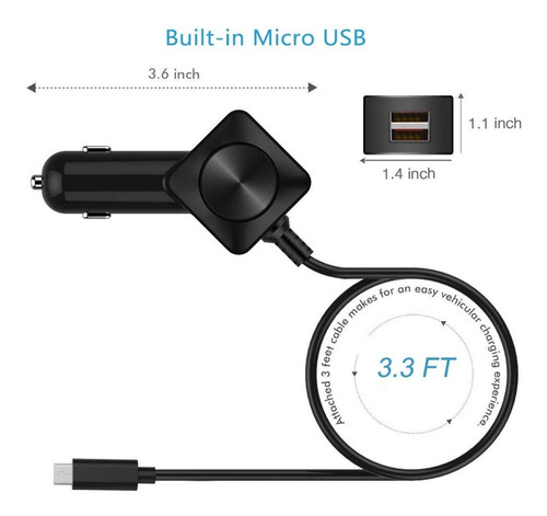 Cargador De Auto - Vogek - Qc 3.0 - 3 Puertos Cable Microusb