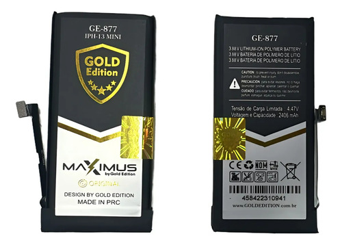 Flex Bateria Compatível iPhone 13 Mini Gold Edition Dura ++