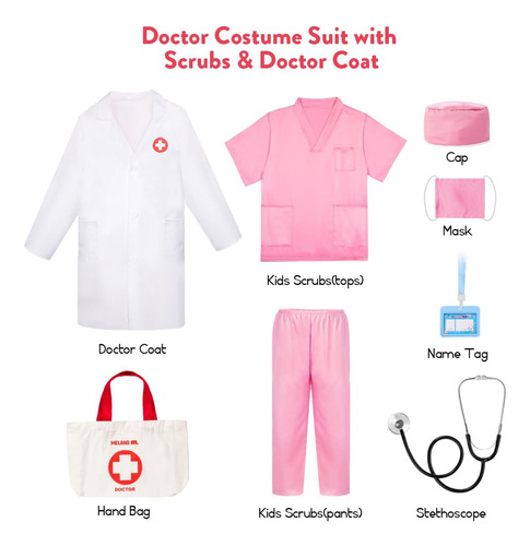 Disfraz De Doctora Para Niñas Con Bata Y Bolsa De Transporte