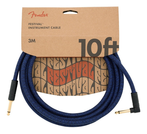 Cable Profesional Fender Para Instrumento 3 Metros Blue D