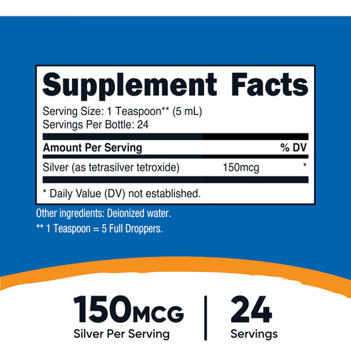 Suplemento Nutricost Coloidal Silver 120ml 150mcg
