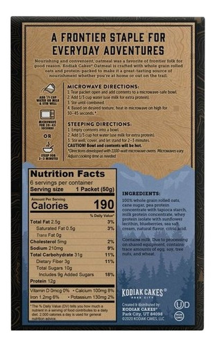 Avena Kodiak Cakes Blueberry 12 Sobres