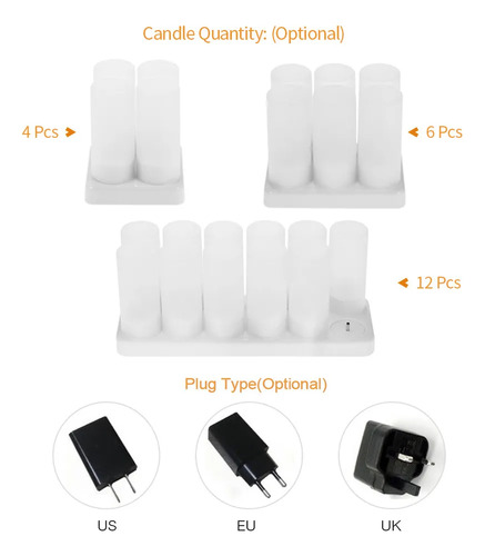Lámpara De Vela Led, Velas, Luces Recargables Sin Llama