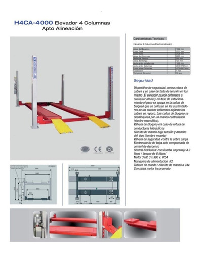 Elevador De Autos Y Camionetas 4 Columnas P/ Alineacion 4ton