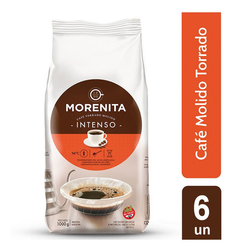 Cafe Molido Morenita Torrado Intenso 1 Kg X 6 Unidades