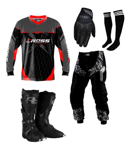 Kit Roupa + Bota Pro Tork Trilha Motocross + Luva + Meião