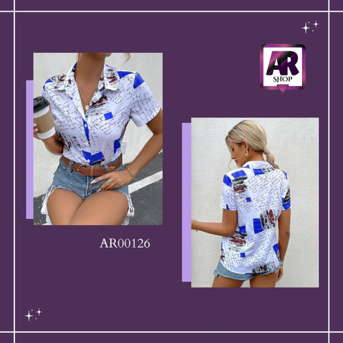 Camisa Con Estampado De Dibujo Y Botón 