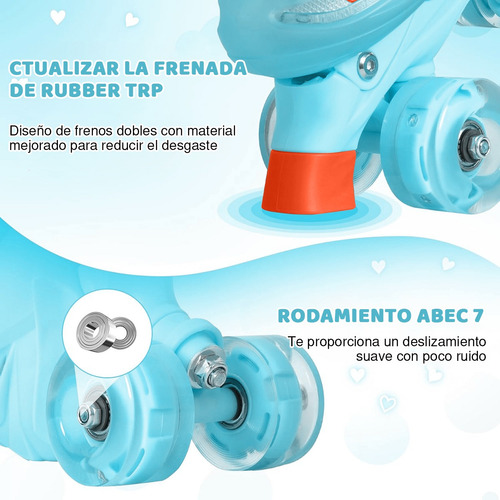 Patines De 4 Ruedas Para Niños Ajustables Con Freno Y Luces