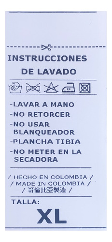 Marquillas Instrucciones De Lavado En Nylon 3cmx7cm 100 Unid