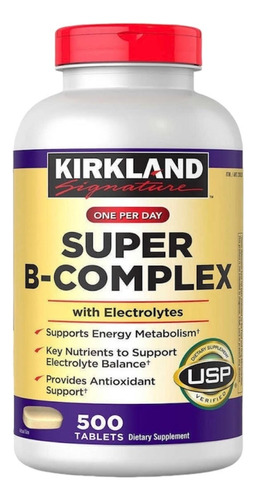 Super Complejo B Kirkland B-complex Con Electrolitos 500tabl