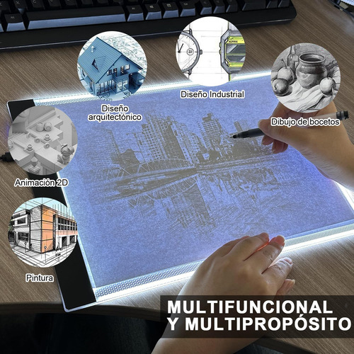 Mesa De Luz Dibujo A4 Led 3 Modos Iluminación Usb