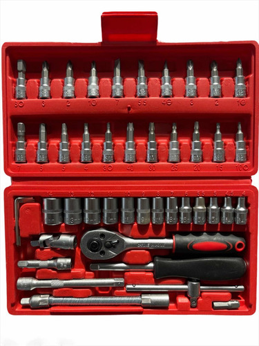 Caja Set Juego De Tubos 1/4 46 Piezas Torx Allen 1 Calidad