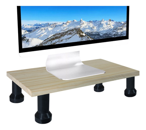 Base Eleva Monitor Escritorio 45x20 Pata Regulable Pc Laptop Color Natural