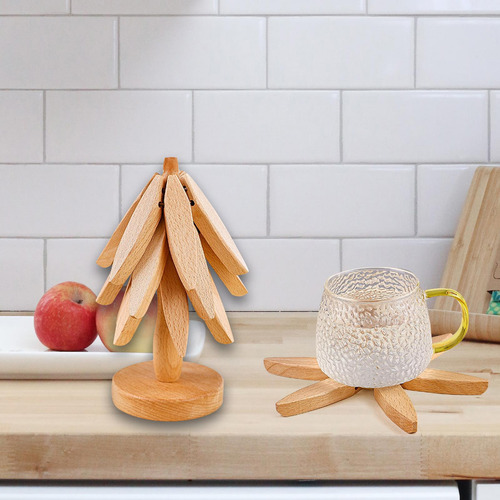 Posavasos De Protección De Mesa De 3 Piezas, Color Haya