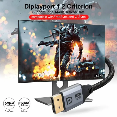 Cablecreation 4k Displayport 1.2 Cable Displayport 1mt