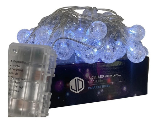 Imagen 4 de 9 de Luces Guirnalda 50 Led Bolita Cristal 5 Metros A Pila Frío.*