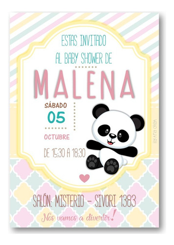 Invitación Digital Personaliz Osito Panda #14 Imprimible Oso