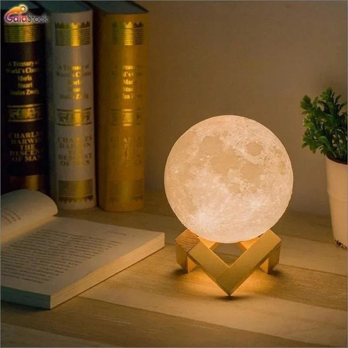 Imagen 2 de 3 de Lámpara Luna Escritorio 3d Usb Recargable 15cm
