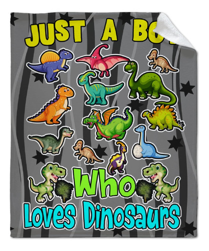Just Boy Who Loves Dinosaurs Manta Fannel Fleece Super ...