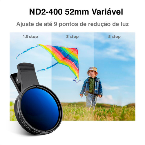 Filtro Nd2-400 52mm Variável Com Clip Para Celular