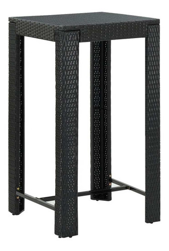 Mesa De Bar De Jardín Negra 23.8 X23.8 X43.5 Poly Rattan Color Negro