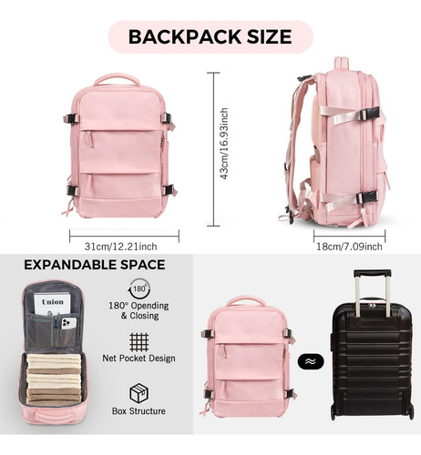 Mochila Valija Viaje Carry On Aprobada Aerolinea Avion Rosa Diseño De La Tela Lisa