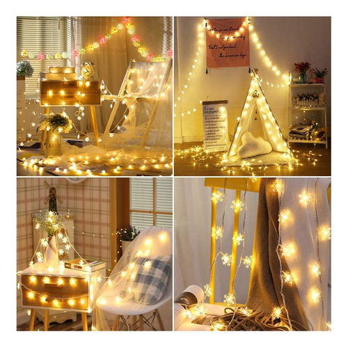 Wfggeh Snowflake Enchufe En Las Luces De Cuerda, 10 Pies 20