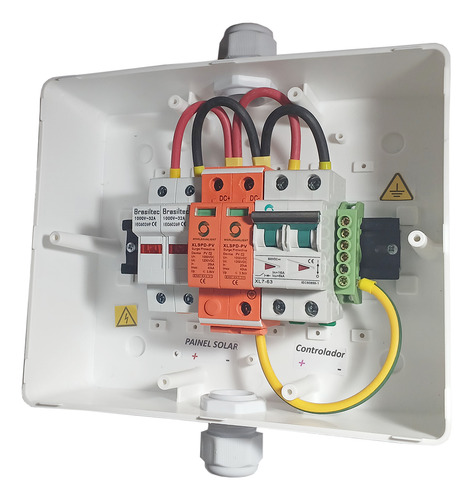 String Box Solar Cc - Disjuntor Dc 16a + Porta Fusível + Dps