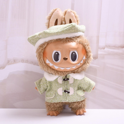 Abrigo De Muñeca De Felpa, Sombreros Y Zapatos, Verde