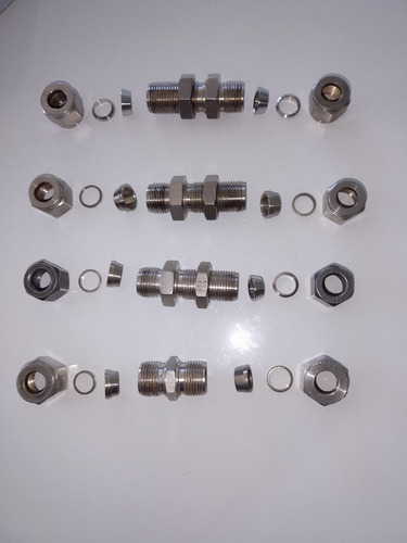 4 Uniones De Compresión Doble Anillos Tubo 3/8 0d Ss-316.