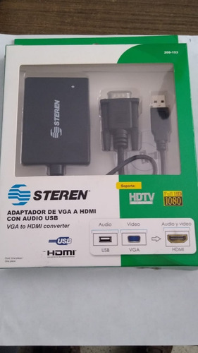 Imagen 3 de 3 de Adaptador/convertidor Vga A Hdmi Con Audio Usb