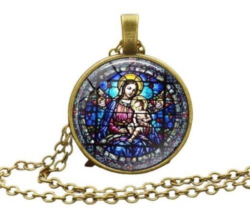 Collar De Cúpula De Cristal Virgen Maria, Unisex, Importado